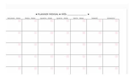 Planner Mensal A4.pdf | Planejadores, Planner, Mensal