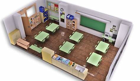 Resultado de imagen de plano 3d aula infantil | Gafetes para niños