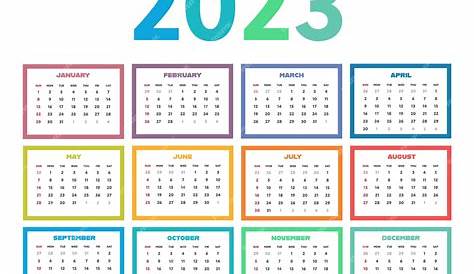 Plantilla de calendario de color 2023, ilustración vectorial 10889489