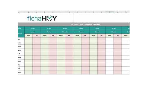 Hoja de control horario en Excel | GRATIS - FichaHoy