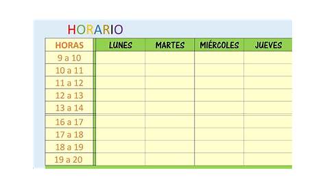 Programacion semanal Excel horario plantilla | Plantilla de