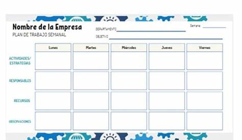 Plan de Trabajo Semanal Ejemplos, Formatos Word, Excel