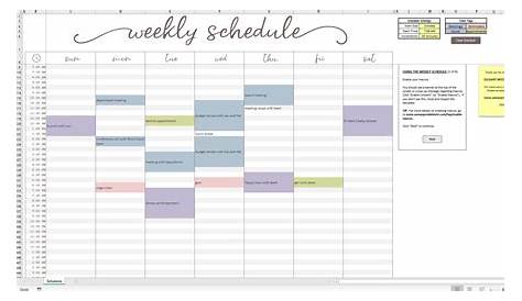 Planificador semanal editable / Plantilla de Excel / Calendario semanal