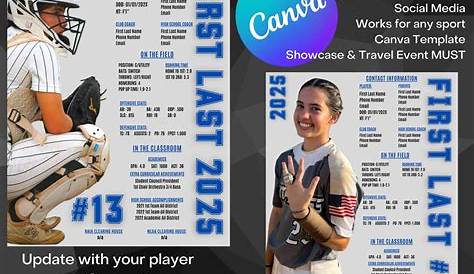 Fast Pitch Softball, Player Profile Template, Used for College