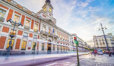 Madrid Spain, aerial view city skyline at Puerta del Sol - Laura Davis