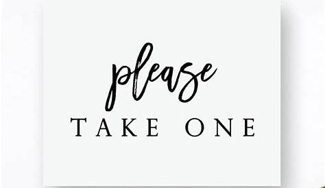 Instant 'PLEASE TAKE ONE' Printable Event Sign Wedding