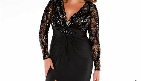 black xxl Plus Size Cocktail Dress with Lace Sleeves - Chicuu