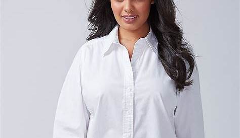Plus size white dress shirt - curvyoutfits.com