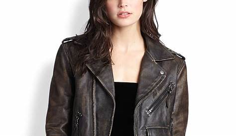 Lauren Ralph Lauren Leather Moto Jacket - Dark Walnut | Blazer jackets