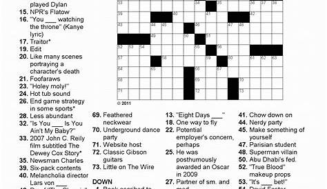 Free Printable Pop Culture Crossword Puzzles - PRINTABLE TEMPLATES
