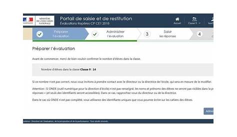 Portail de saisie et de restitution - Evaluations " Repères CP-CE1