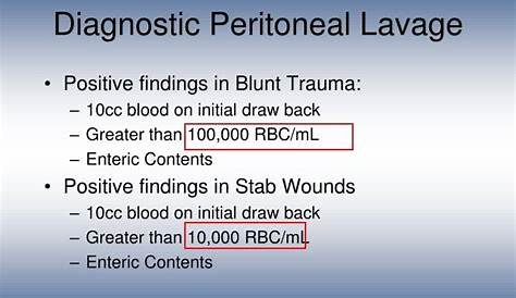 Positive Diagnostic Peritoneal Lavage A Review Of Indications