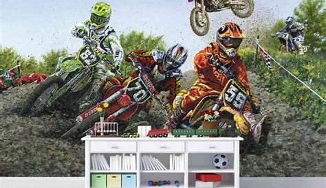 Poster Mural Geant Moto Cross Azutura Dirt Bike Trick Sticker Muraux cross