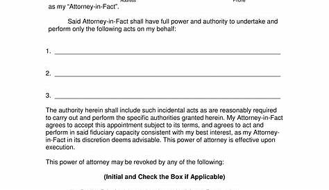 Power Of Attorney Form Free Printable Pdf