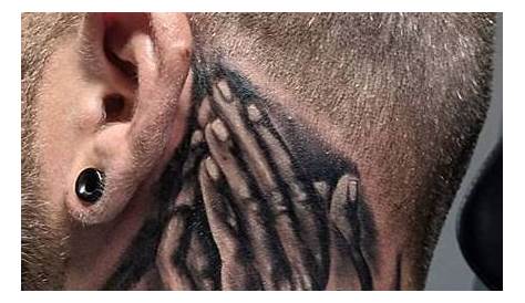 Prayer Hand Tattoo On Neck Pray s Black And Grey (With Images