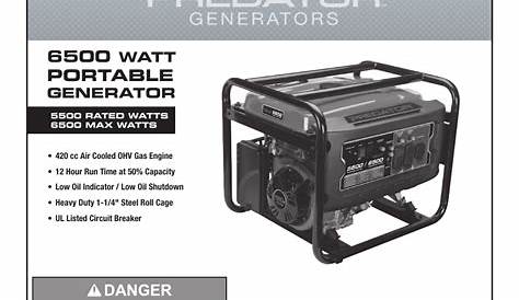 Predator 6500 Generator Manual