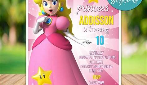 Super Princess Peach Digital Invitation Party Reunion Etsy
