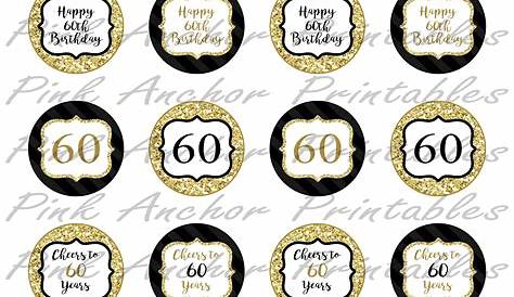 60th Birthday, Cupcake Topper, Birthday Cupcake, Birthday Cupcake