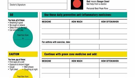 Printable Asthma Action Plan Pdf