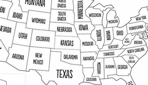 Printable Black And White Map Of The United States