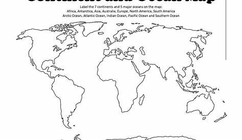 Printable Blank Map Of Continents And Oceans To Label Pdf