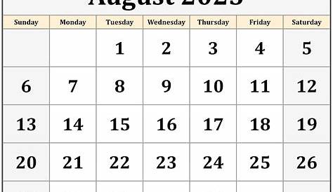 Calendar For August 2023 - Printable Template Calendar