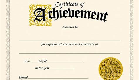 Printable Certificate Of Achievement Pdf
