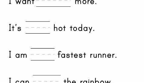 Printable Fill In The Blank Worksheets