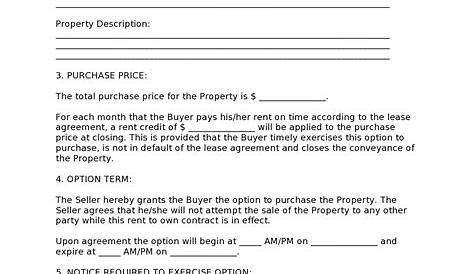 Printable Free Rent To Own Contract Pdf