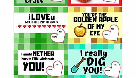 Minecraft Printable Valentine's Day Cards