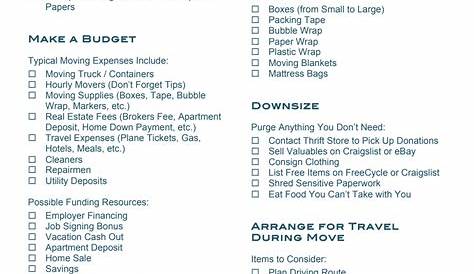 Printable Moving Checklist Pdf