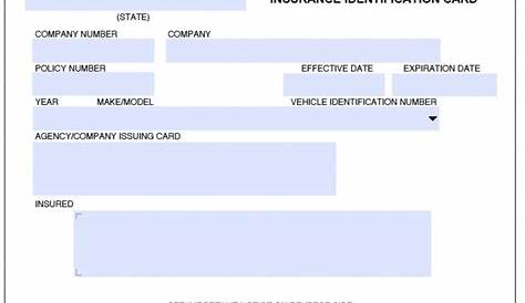 Printable Pdf Fake Car Insurance Card Template