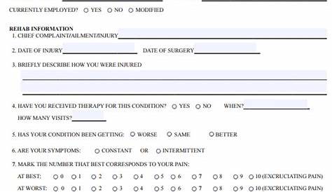 Printable Physical Therapy Evaluation Form Pdf