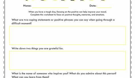 Positive Attitude Activities Worksheets Free Worksheet Template