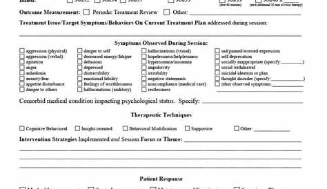 Printable Psychotherapy Progress Note Template Pdf