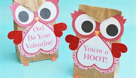Printable Valentine Bag Decorations Owl Craft Paper Treat With A Free