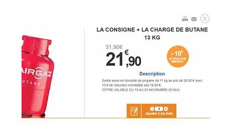 Bouteille de gaz Clairgaz Butane + Consigne (Avec 10€ en ticket E