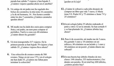 Colección de problemas de 4º primaria: Sumas, restas, multiplicaciones