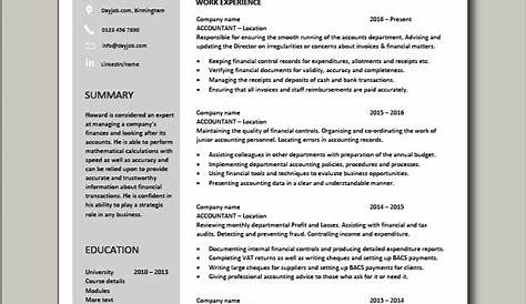 Cv Templates Accountants (4) - TEMPLATES EXAMPLE | TEMPLATES EXAMPLE