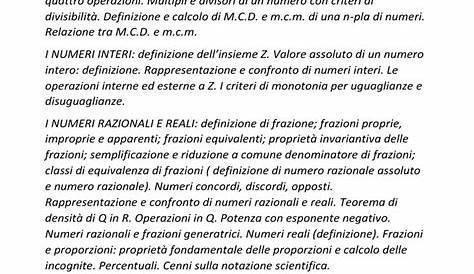 Programma matematica (algebra) per la terza media • Scuolissima.com