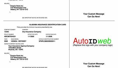 Progressive Insurance Card Template Pdf Fillable