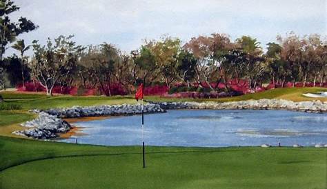 Golf Course Watercolor Painting - Water Valley Golf by Tom Riggs | Golf