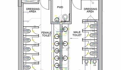 Public toilet details (Enlarged plan) of hotel & resort plan is given
