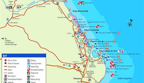 Punta Cana tourist map that includes phone numbers Punta cana resort