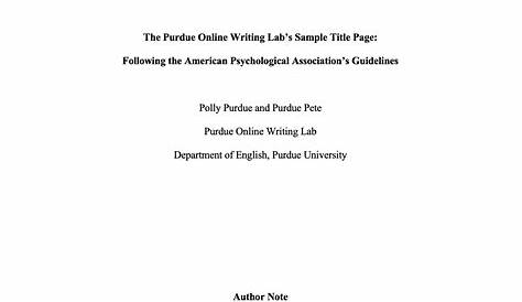 Owl Purdue Apa Title Page : Good website for APA guidelines. Purdue's