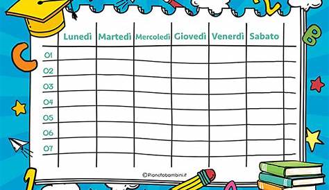 10 Tabelle dell'Orario Scolastico da Stampare | School timetable, Kids