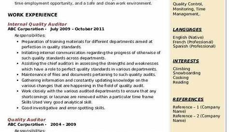 Quality Auditor Job Description | Velvet Jobs