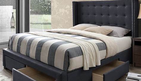 Amolife Queen Size Platform Bed Frame with Headboard and 4 Drawers