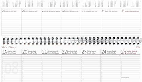 Glocken Querkalender 42x13,7cm 1 Woche/2 Seiten grau Kalendarium 2015