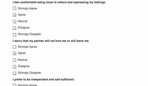 Quiz On Attachment Styles Pdf 1 Items Of The Questionnaire And Their